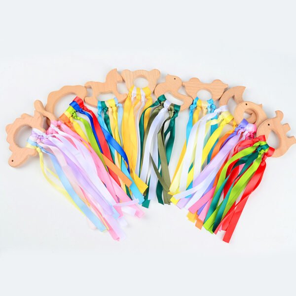 Colorful Beech Baby Teether Toy Ribbon Satin