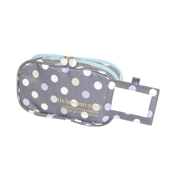 2 Layer Makeup Bag W  Mirror Travel Cosmetic Bag Organizer Brush Slots Portable